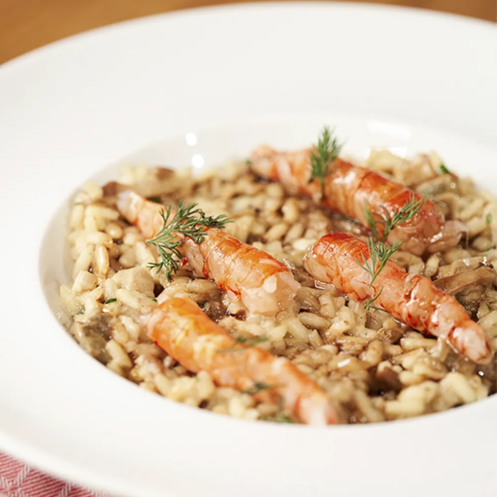 Risotto de crevettes et cèpes