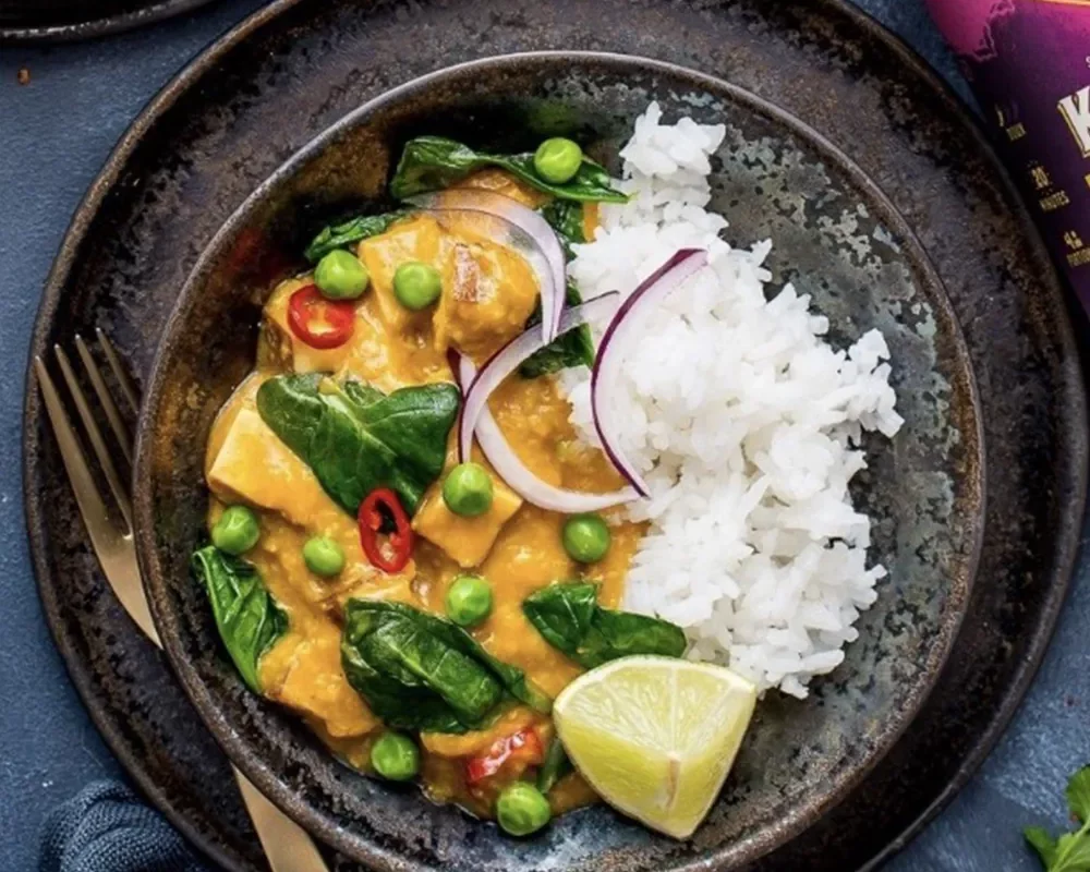 Tofu Korma Epinards et Petits Pois